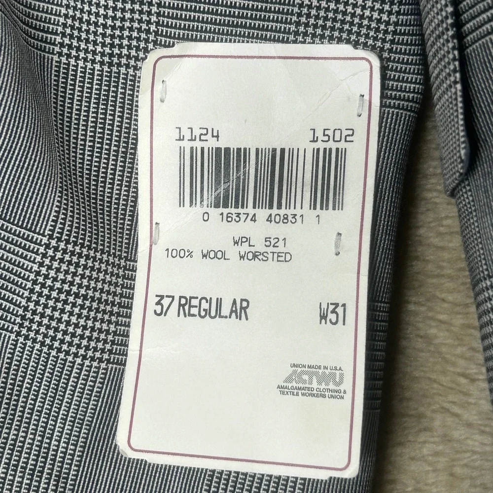 Saks Fifth Avenue Mens‎ Gray Glen Plaid Virgin Wool Two Button Blazer Sport Coat